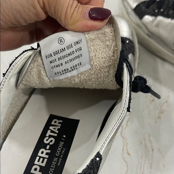 Golden Goose Metallic Silver and Black Sneakers - Picture 3 of 8